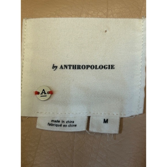 Anthropologie Tan Faux Leather Moto Jacket Size Medium - Picture 3 of 7